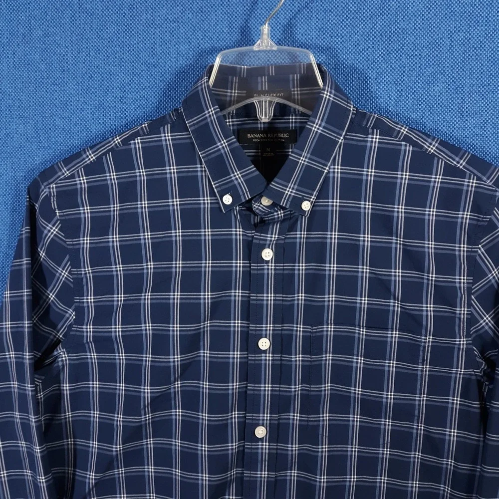 Banana Republic Tech Stretch Cotton Shirt Mens Medium Slim Flex Fit